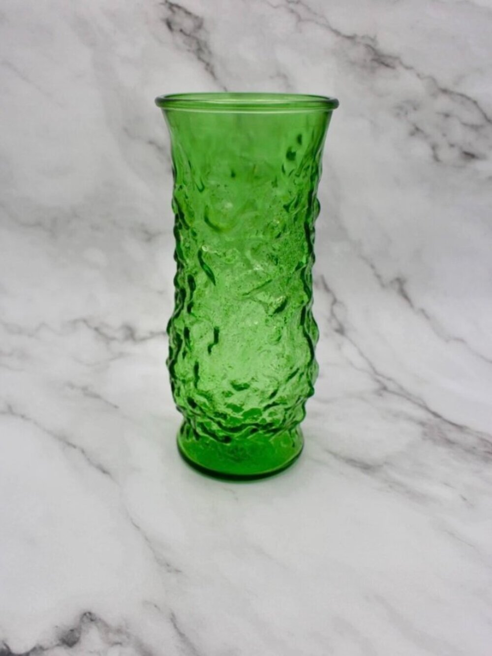 Vintage EO Brody Green Crinkle Glass Vase